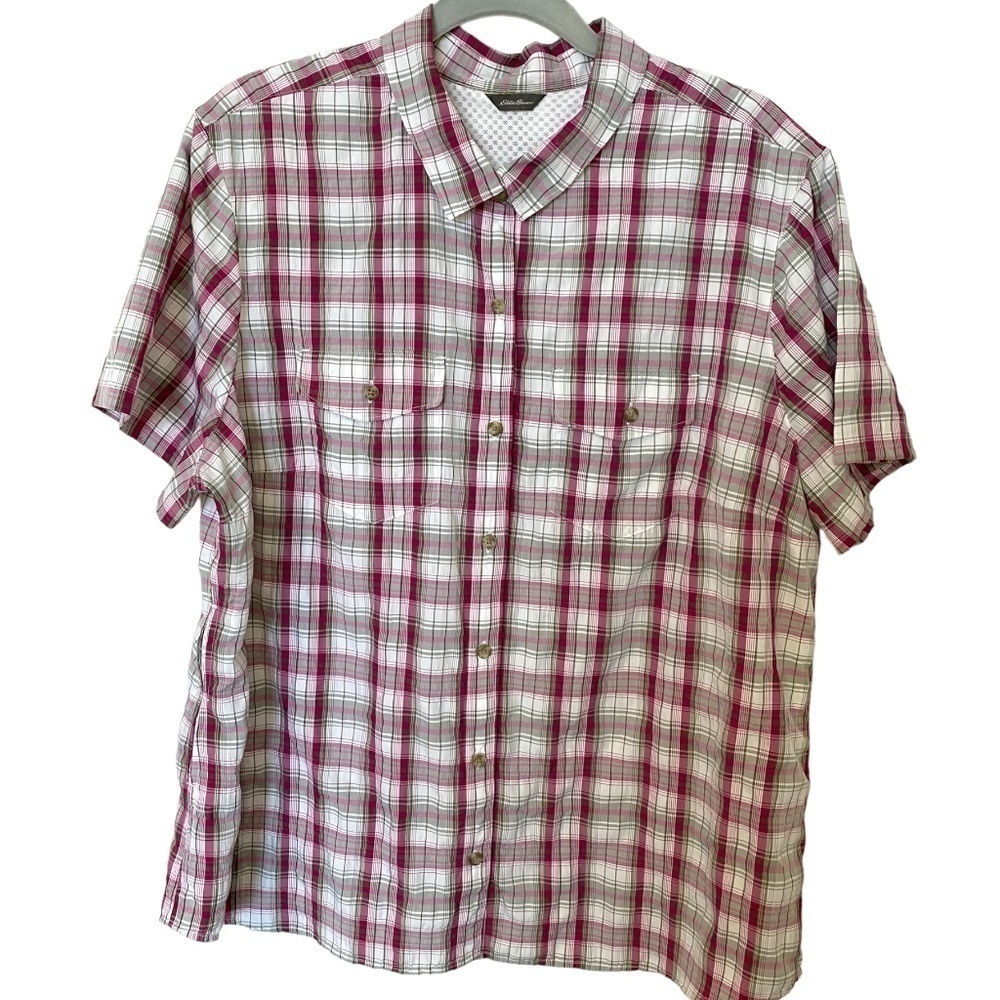 LADIES Eddie Bauer Short Sleeve Button Down Top, Med/Large